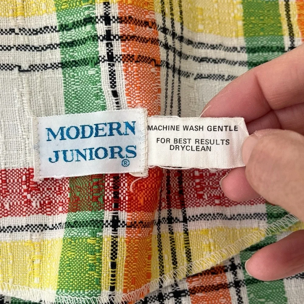 Vintage plaid blazer jacket multicolor fitted red orange green yellow - Picture 15 of 16